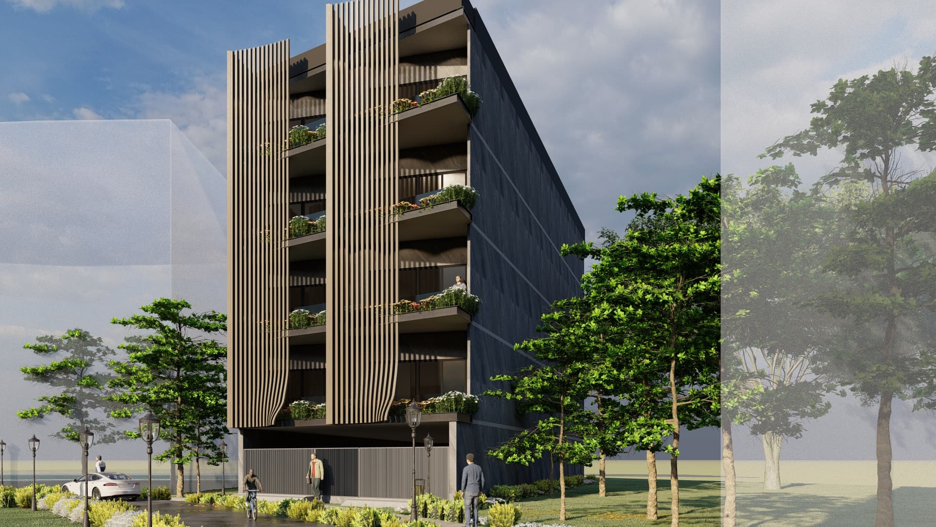 Empero Arcade LLP — Vertical Fin Façade with Green Balconies