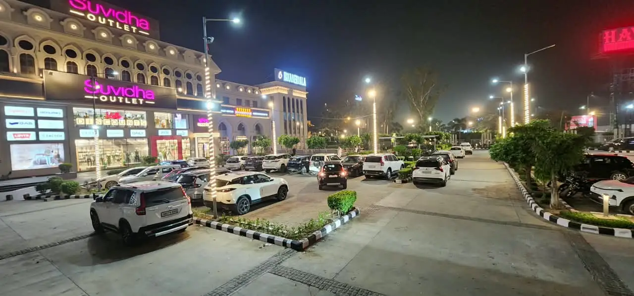 Sarvada — Landscaped Forecourt at Night