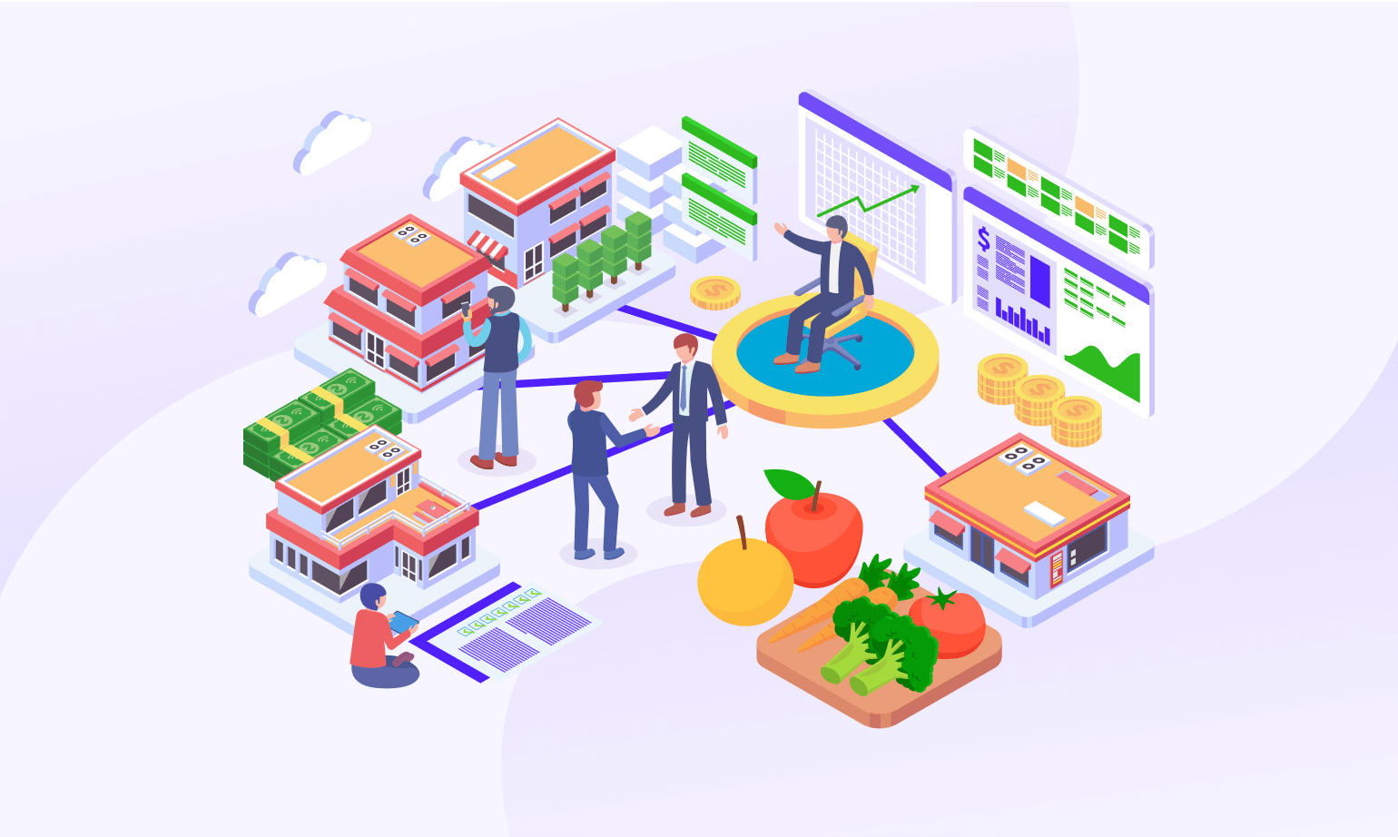 Illustration of F&B and retail outlets